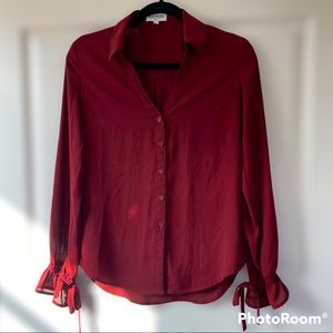 EXPRESS slim Portofino shirt, burgundy red, size S